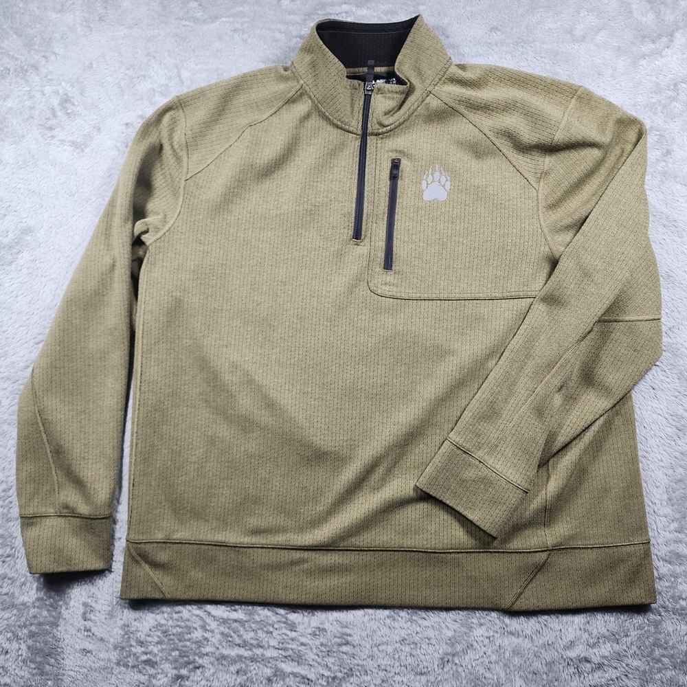 Alaskan Hardgear Sweatshirt Mens 2XL Green 1/4 Zip Fleece Pullover Outdoor Hike